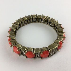 J. Crew Stretch Beaded Bracelet - Red / Gold